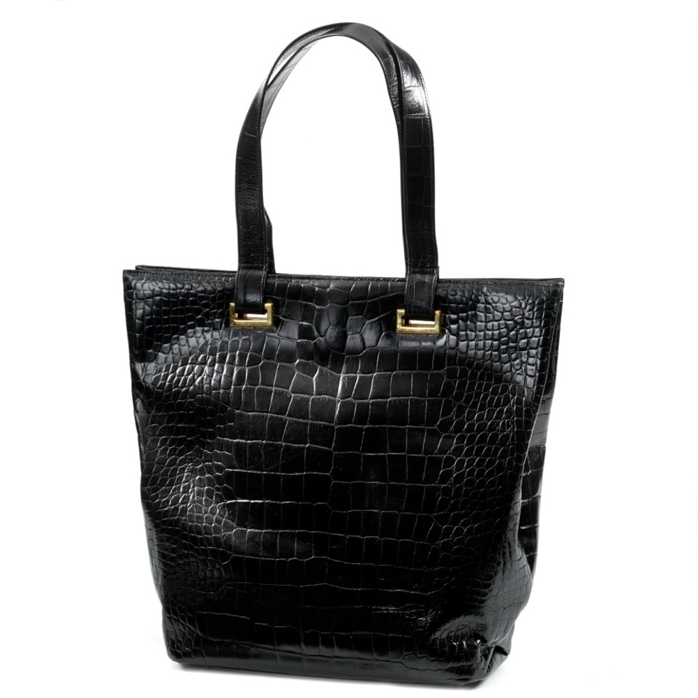 Susanne Kitz for Scully & Scully Monte Carlo Croc Embossed Leather Shopper Tote🖤